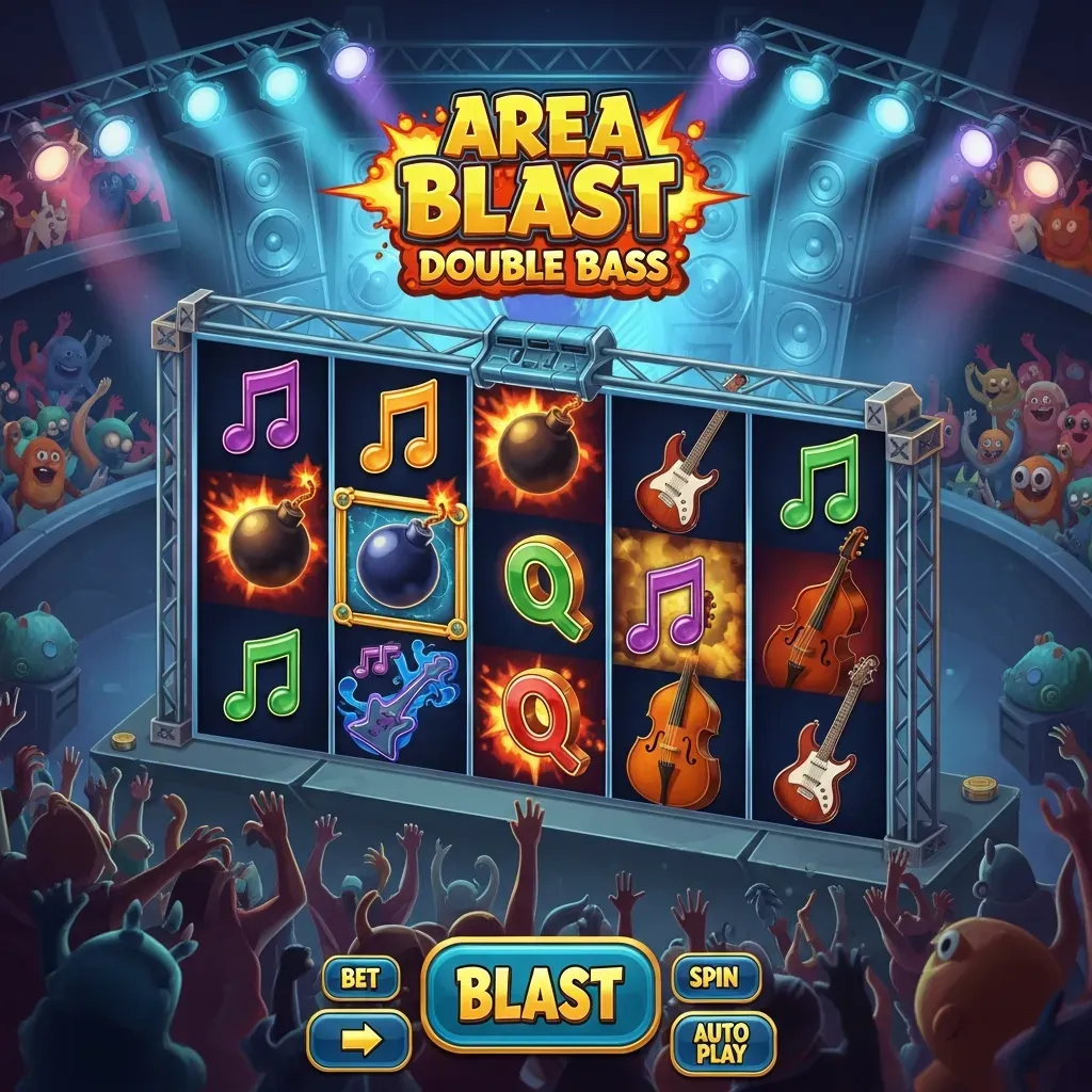 Area Blast Double Bass Area Blast Double Bass slot game with music and bomb symbols